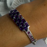 925 Sterling Silver Purple & Pink Tourmaline Bracelet Length Approx 6.5
