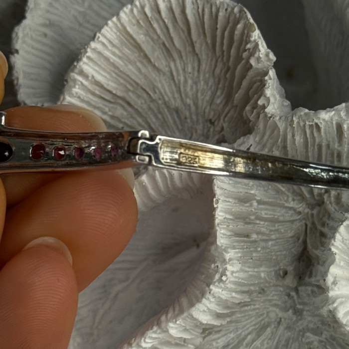 925 Sterling Silver Purple & Pink Tourmaline Bracelet Length Approx 6.5