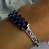 925 Sterling Silver Purple & Pink Tourmaline Bracelet Length Approx 6.5