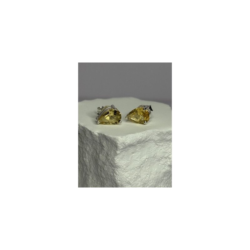 925 Sterling Silver Citrine Earrings Length 0.4 Inch