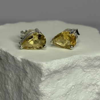 925 Sterling Silver Citrine Earrings Length 0.4 Inch