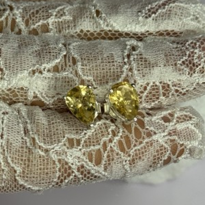 925 Sterling Silver Citrine Earrings Length 0.4 Inch
