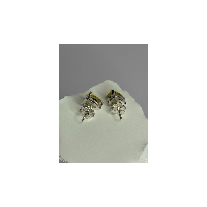 925 Sterling Silver Citrine Earrings Length 0.4 Inch