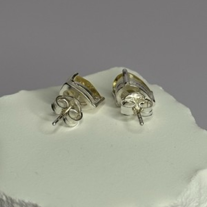 925 Sterling Silver Citrine Earrings Length 0.4 Inch