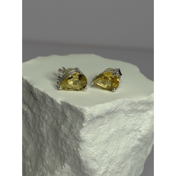 925 Sterling Silver Citrine Earrings Length 0.4 Inch