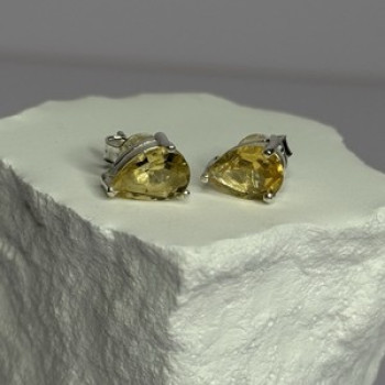 925 Sterling Silver Citrine Earrings Length 0.4 Inch