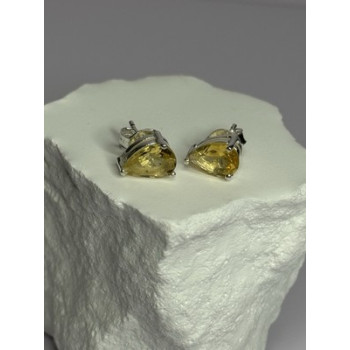 925 Sterling Silver Citrine Earrings Length 0.4 Inch