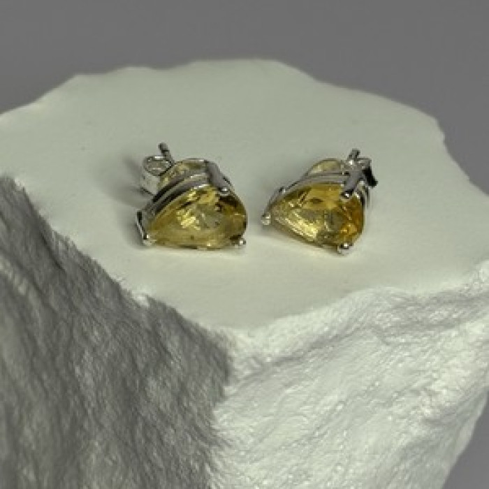 925 Sterling Silver Citrine Earrings Length 0.4 Inch