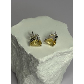 925 Sterling Silver Citrine Earrings Length 0.4 Inch