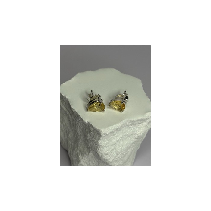 925 Sterling Silver Citrine Earrings Length 0.4 Inch