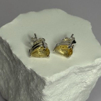 925 Sterling Silver Citrine Earrings Length 0.4 Inch