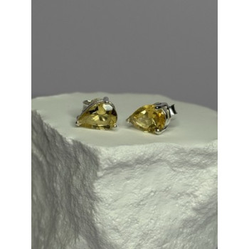 925 Sterling Silver Citrine Earrings Length 0.4 Inch