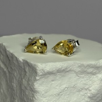 925 Sterling Silver Citrine Earrings Length 0.4 Inch