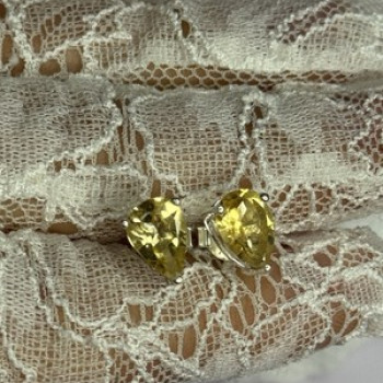 925 Sterling Silver Citrine Earrings Length 0.4 Inch
