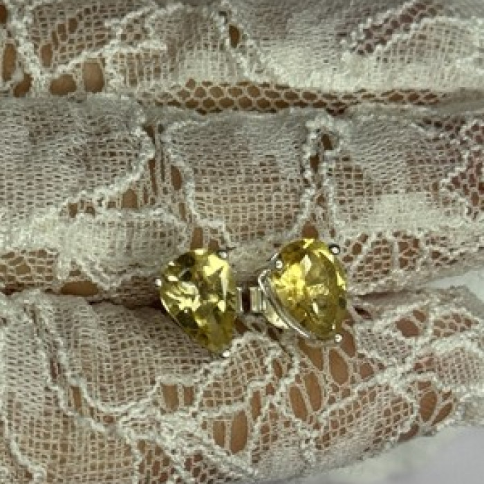 925 Sterling Silver Citrine Earrings Length 0.4 Inch
