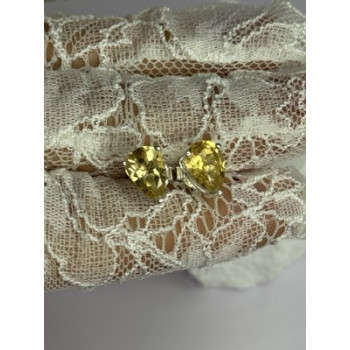 925 Sterling Silver Citrine Earrings Length 0.4 Inch