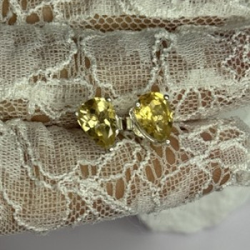 925 Sterling Silver Citrine Earrings Length 0.4 Inch