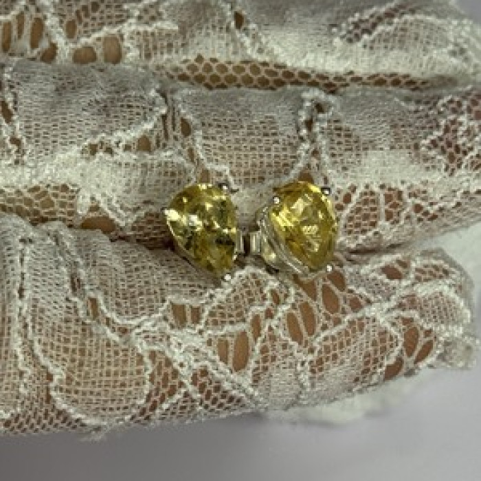 925 Sterling Silver Citrine Earrings Length 0.4 Inch