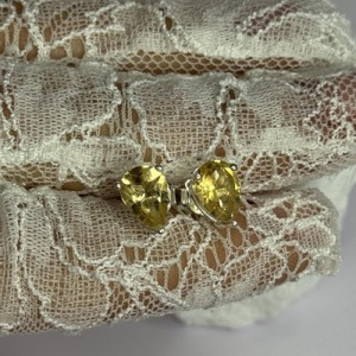 925 Sterling Silver Citrine Earrings Length 0.4 Inch