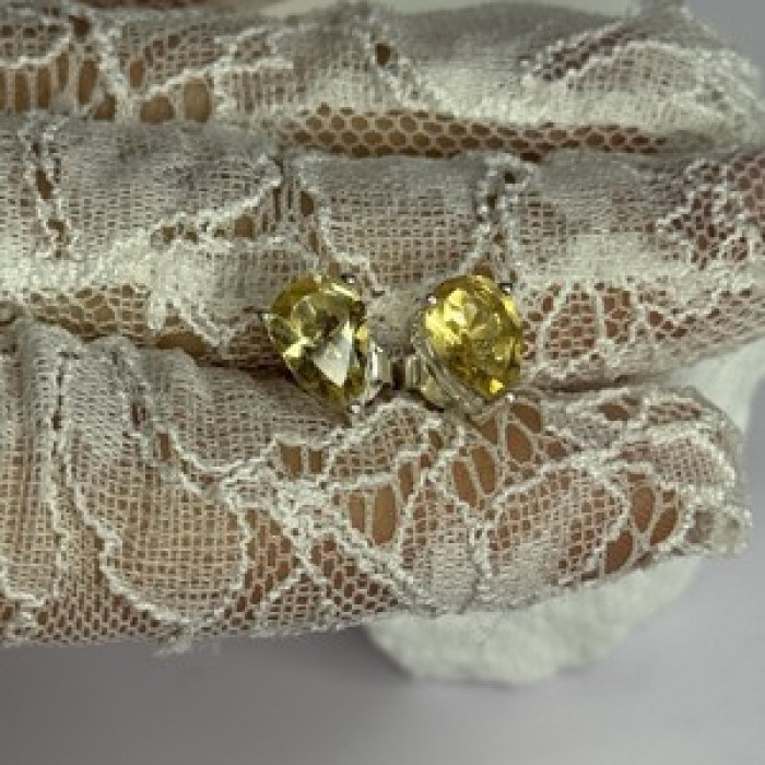 925 Sterling Silver Citrine Earrings Length 0.4 Inch