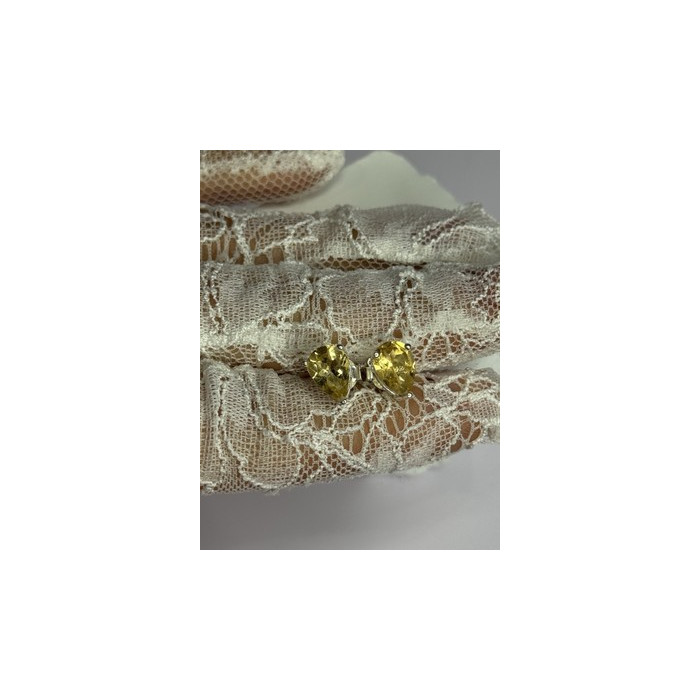 925 Sterling Silver Citrine Earrings Length 0.4 Inch