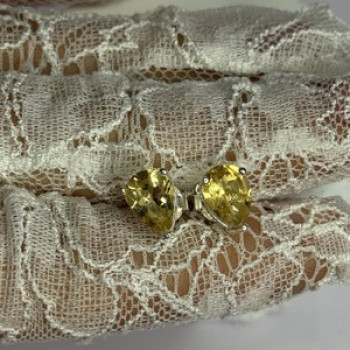 925 Sterling Silver Citrine Earrings Length 0.4 Inch