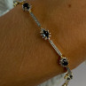925 Sterling Silver Gold Plated Sapphire Bracelet Length 7