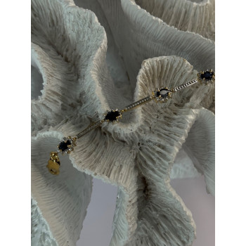 925 Sterling Silver Gold Plated Sapphire Bracelet Length 7