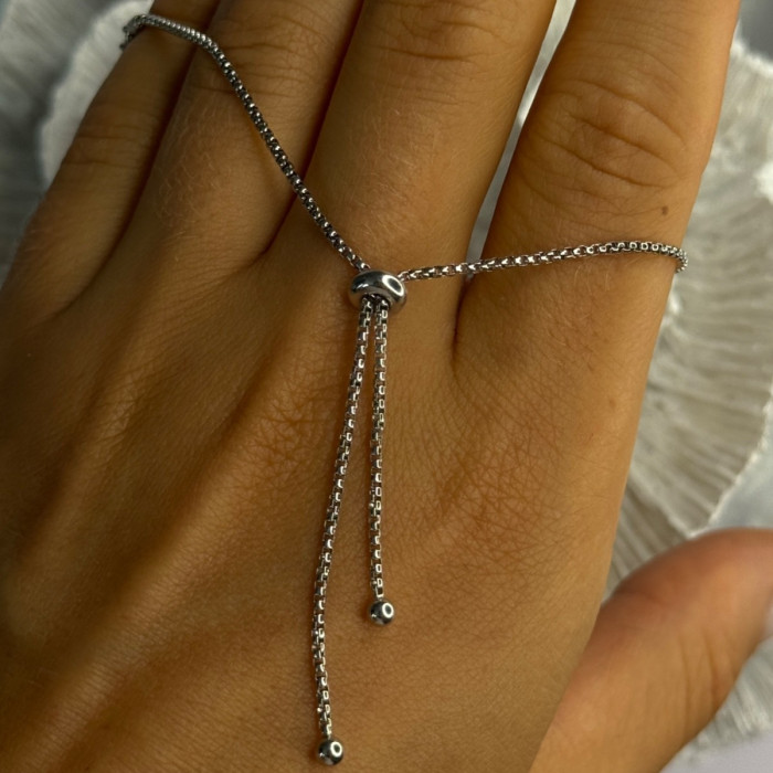925 Sterling Silver Red & White Spinel Bracelet Sizable