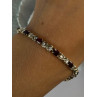 925 Sterling Silver Garnet & Beryl Bracelet Length 7