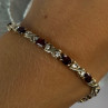 925 Sterling Silver Garnet & Beryl Bracelet Length 7