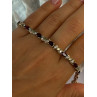 925 Sterling Silver Garnet & Beryl Bracelet Length 7