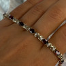 925 Sterling Silver Garnet & Beryl Bracelet Length 7