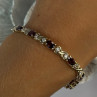 925 Sterling Silver Garnet & Beryl Bracelet Length 7