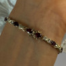 925 Sterling Silver Garnet & Beryl Bracelet Length 7