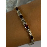 925 Sterling Silver Garnet & Beryl Bracelet Length 7