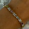 925 Sterling Silver Gold Plated Multi Color Gemstones Bracelet Length 7.5