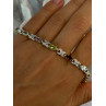 925 Sterling Silver Gold Plated Multi Color Gemstones Bracelet Length 7.5