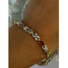 925 Sterling Silver Gold Plated Multi Color Gemstones Bracelet Length 7.5