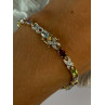 925 Sterling Silver Gold Plated Multi Color Gemstones Bracelet Length 7.5