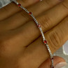 925 Sterling Silver Red Spinel & Beryl Bracelet Length 7.5