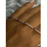 925 Sterling Silver Red Spinel & Beryl Bracelet Length 7.5