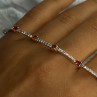 925 Sterling Silver Red Spinel & Beryl Bracelet Length 7.5