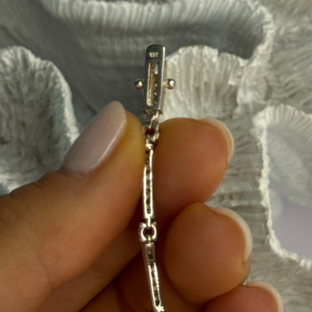 925 Sterling Silver Red Spinel & Beryl Bracelet Length 7.5