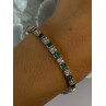 925 Sterling Silver 14K Gold Plated Emerald & Beryl Bracelet Length 7.5