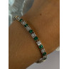 925 Sterling Silver 14K Gold Plated Emerald & Beryl Bracelet Length 7.5