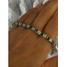 925 Sterling Silver 14K Gold Plated Emerald & Beryl Bracelet Length 7.5