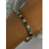 925 Sterling Silver 14K Gold Plated Emerald & Beryl Bracelet Length 7.5