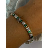 925 Sterling Silver 14K Gold Plated Emerald & Beryl Bracelet Length 7.5