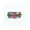 925 Sterling Silver Emerald, Pink Topaz & Goshenite 